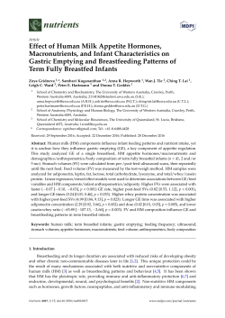 Effect of Human Milk Appetite Hormones, Macronutrients, and Infant