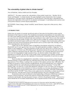 The vulnerability of global cities to climate hazards1