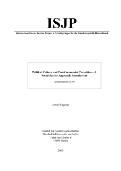 Political Culture and Post-Communist Transition – A Social Justice