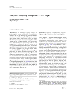 Subjective frequency ratings for 432 ASL signs