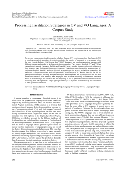 Processing Facilitation Strategies in OV and VO Languages: A