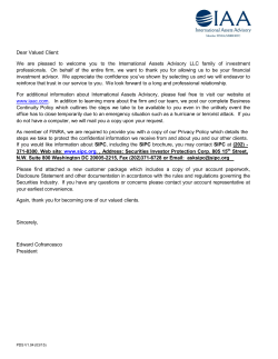 Dear Valued Client: We are pleased to welcome you to the