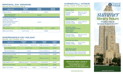 Summer Hours Brochure from Monday, May 8