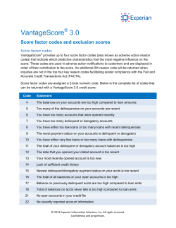 Credit Report Score Factor Codes