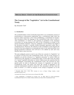 The Concept of the &ldquo;Legislative&rdquo; Act in the Constitutional Treaty