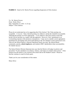 Exhibit 2: Email to Dr. Morrie Powers regarding Suspension of Chris