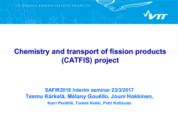 Chemistry and transport of fission products - safir2018
