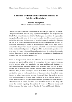 Christine De Pisan and Murasaki Shikibu as Medieval Feminists