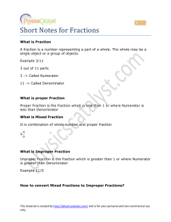 Short Notes for Fractions