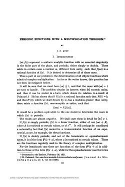 PERIODIC FUNCTIONS WITH A MULTIPLICATION THEOREM &bull;