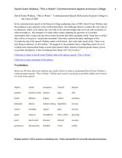 David Foster Wallace, &ldquo;This is Water&rdquo; Commencement Speech at