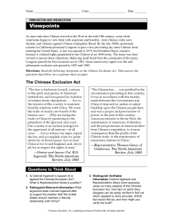 The Chinese Exclusion Act