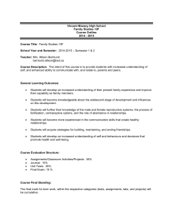 Family Studies 10F Grade 9 Barnlund