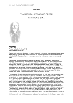 The NATURAL ECONOMIC ORDER