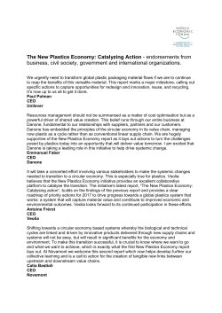 The New Plastics Economy: Catalyzing Action