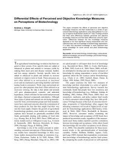 Differential Effects of Perceived and Objective Knowledge Measures