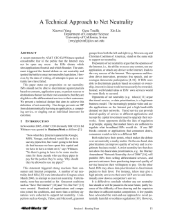 A Technical Approach to Net Neutrality