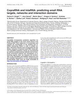 CopraRNA and IntaRNA: predicting small RNA