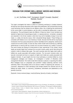 DESIGN FOR CROWD WELL-BEING: NEEDS AND DESIGN
