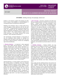 Fact Sheet: Did You Know &ndash; Abuse is a Learned Behaviour