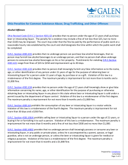 Ohio Penalties for Common Substance Abuse, Drug Trafficking, and
