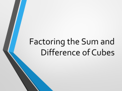 Factoring Sum and Difference of Cubes