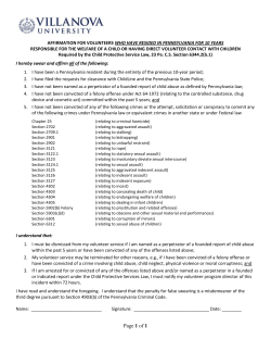 PA Resident-Volunteer Affirmation form