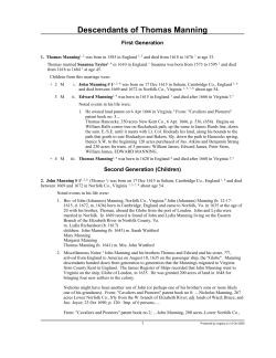 Descendants of Thomas Manning