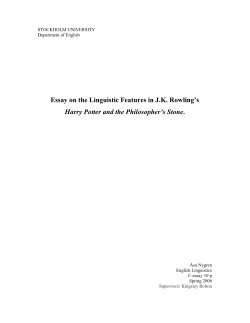 Essay on the Linguistic Features in JK Rowling`s Harry Potter