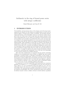 Arithmetic in the ring of formal power series with integer coefficients