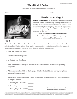 World Book® Online: Martin Luther King, Jr.