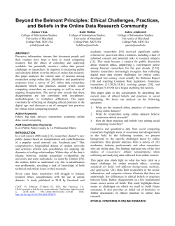 Beyond the Belmont Principles: Ethical Challenges