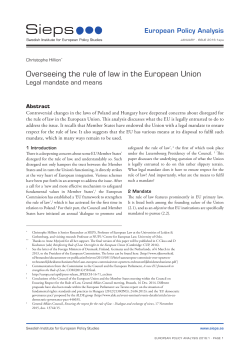 Overseeing the rule of law in the European Union