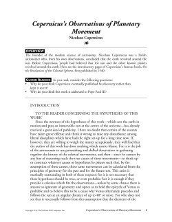 Copernicus`s Observations of Planetary Movement