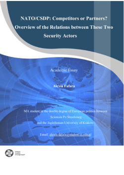 NATO/CSDP: Competitors or Partners? Overview of the Relations