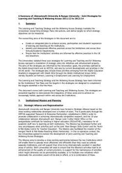 Summary of Teaching and Learning Strategy