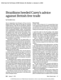 Brazilians Heeded Carey`s Advice Against British Free Trade