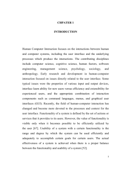 CHPATER 1 INTRODUCTION Human Computer Interaction focuses
