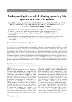 Post-spawning dispersal of tributary spawning fish species to a