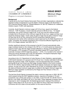 ISSUE BRIEF: Minimum Wage - The Sioux Falls Area Chamber of
