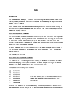 Introduction Erin is an odd bell Principle, ie all the