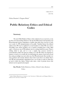 Public Relations Ethics and Ethical Codes