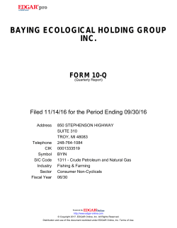 BAYING ECOLOGICAL HOLDING GROUP INC.