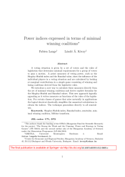 Power indices expressed in terms of minimal winning coalitions