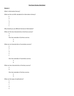 Final Exam Review Worksheet Module 1 What is information literacy