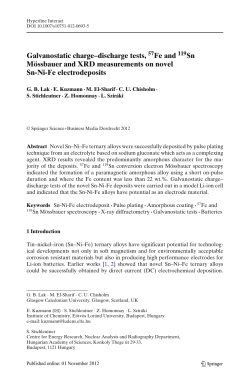 Galvanostatic charge&ndash;discharge tests, 57Fe and 119Sn M&ouml;ssbauer