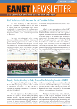Ninth Workshop on Public Awareness for Acid Deposition Problems