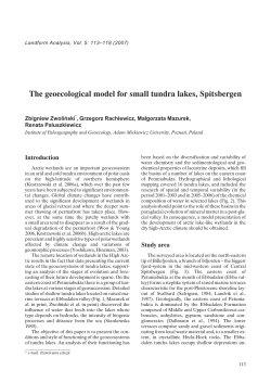 The geoecological model for small tundra lakes, Spitsbergen