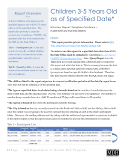 Children 3-5 Years Old as of Specified Date