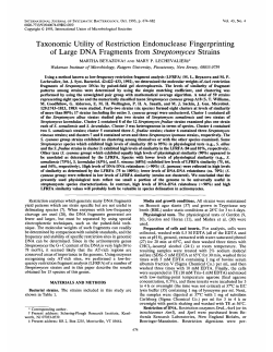 Taxonomic Utility of Restriction Endonuclease Fingerprinting of